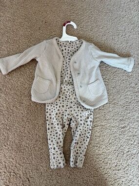 Carter's Neutral Waffle Knit Set with Leopard Spot Accents